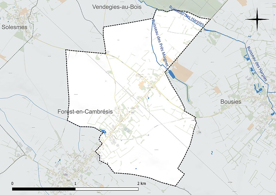 Réseau hydrographique de Croix-Caluyau.